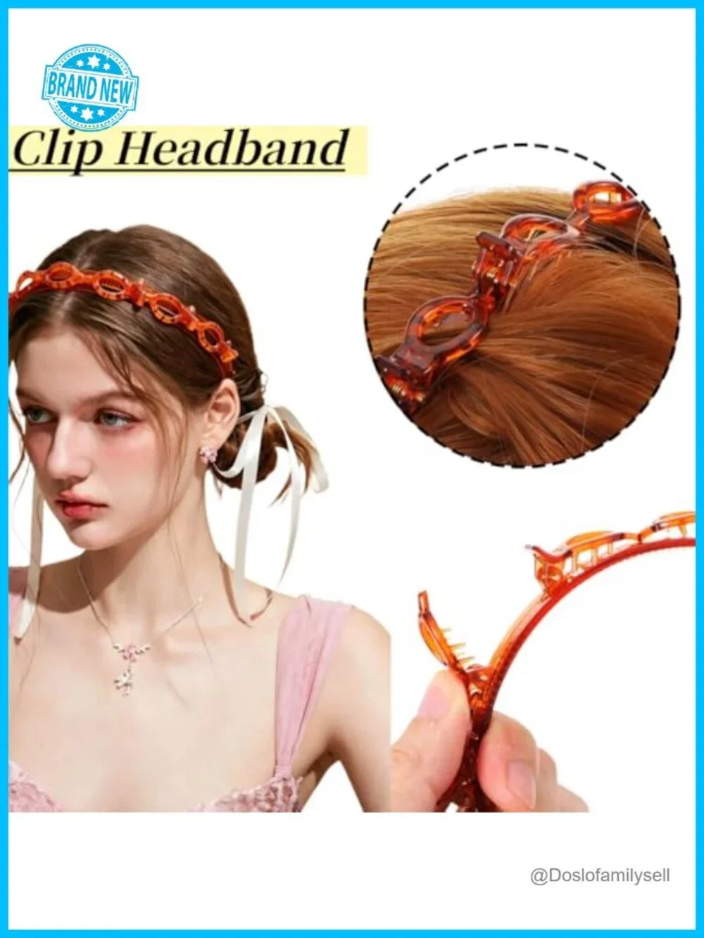 Double-Layer Hollow Braiding Headband with Clips, Non-Slip Bangs Holder, Hair